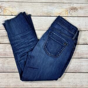 Black Orchid Blue Denim Cropped Jeans Raw Hem Women's Size 26 *READ*